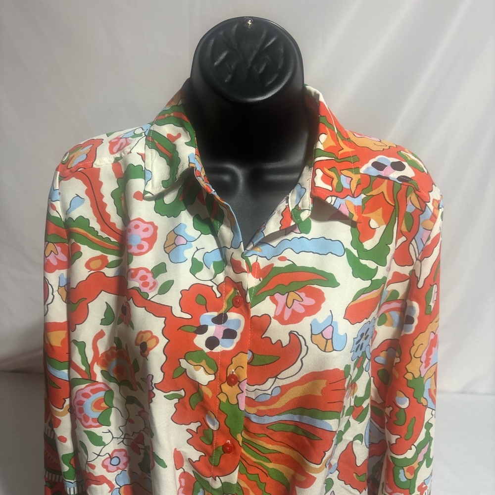 cupcakes & cashmere Multicolor Floral Paisley Tie Front Cropped Blouse Size : XS - Picture 2 of 16